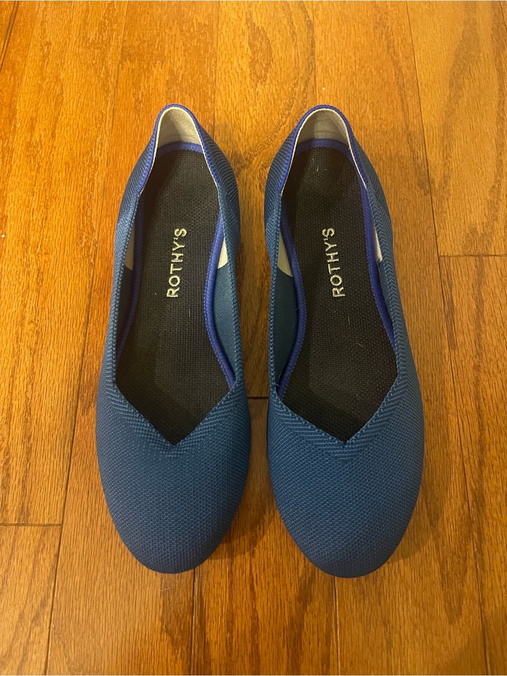 Rothy's The Flat Maritime Navy Blue Knit Ballet Flat Shoes Size 9.5